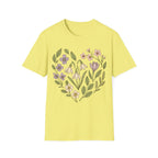 Spring Botanical Flowers Heart Graphic T-Shirt