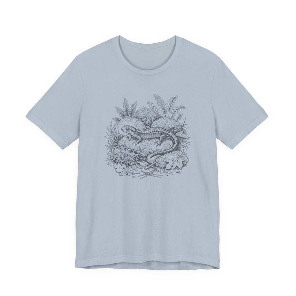 Botanical Salamander Tee on Mossy Rock | Vintage Naturalist Nature Illustration T-Shirt