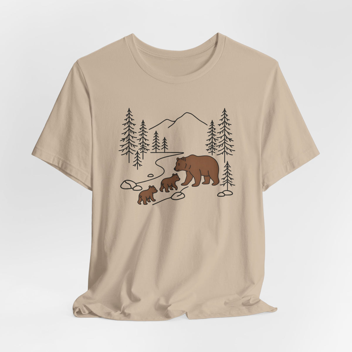 Bear Family Forest Tee | Mama Bear & Cubs Graphic T-Shirt