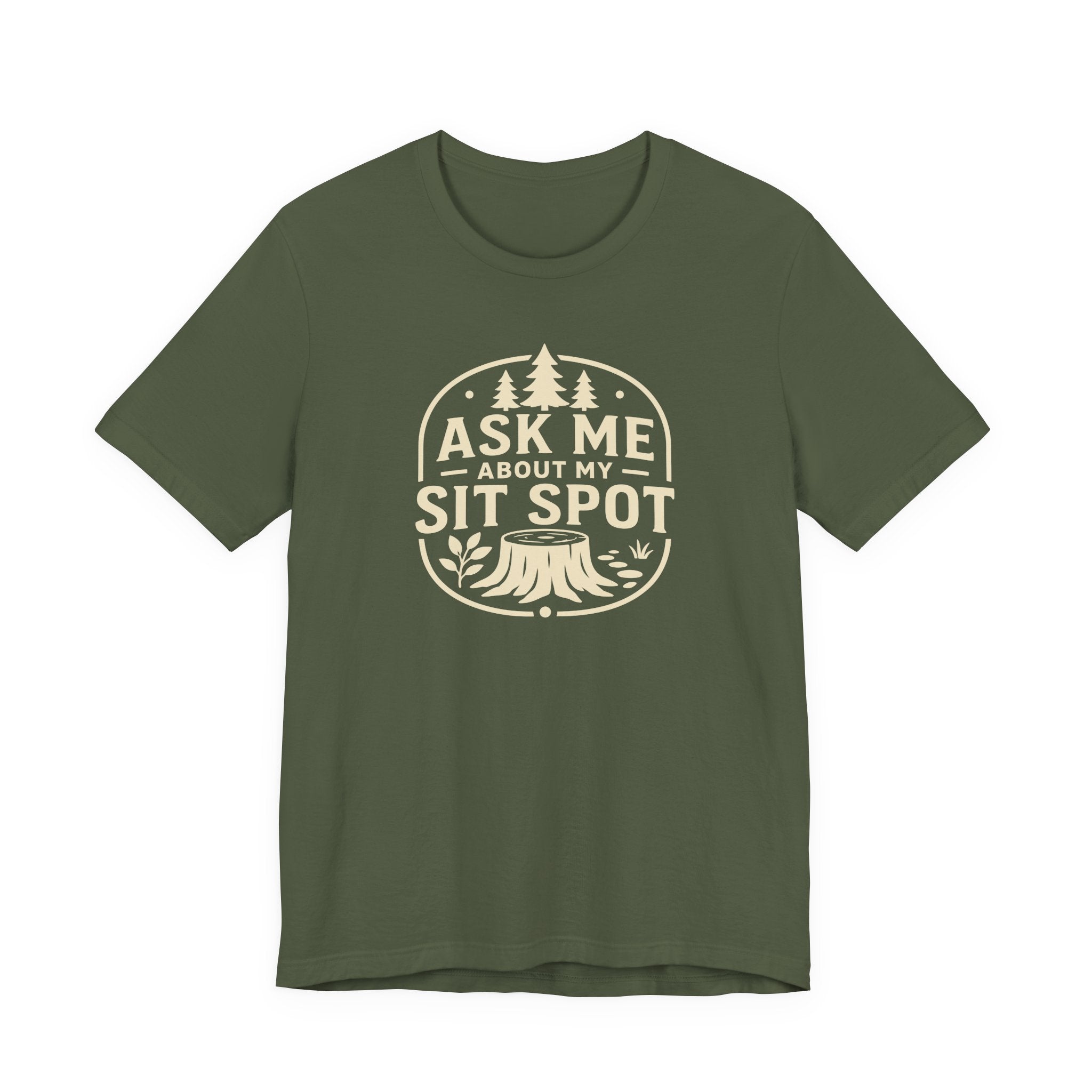 Ask Me About My Sit Spot T-Shirt | Nature Tree Stump Logo