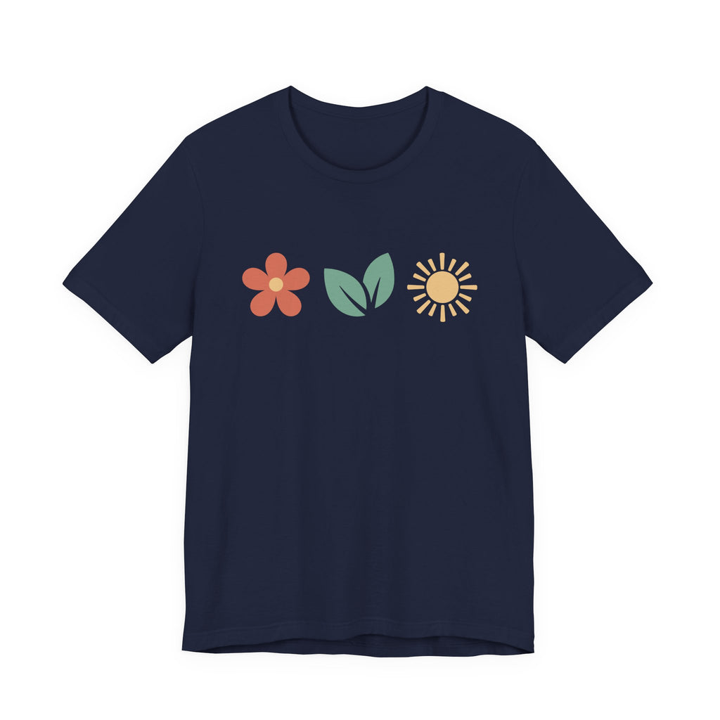 Floral Sun Leaf Icons T-Shirt | Minimal Botanical Tee