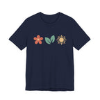 Floral Sun Leaf Icons T-Shirt | Minimal Botanical Tee