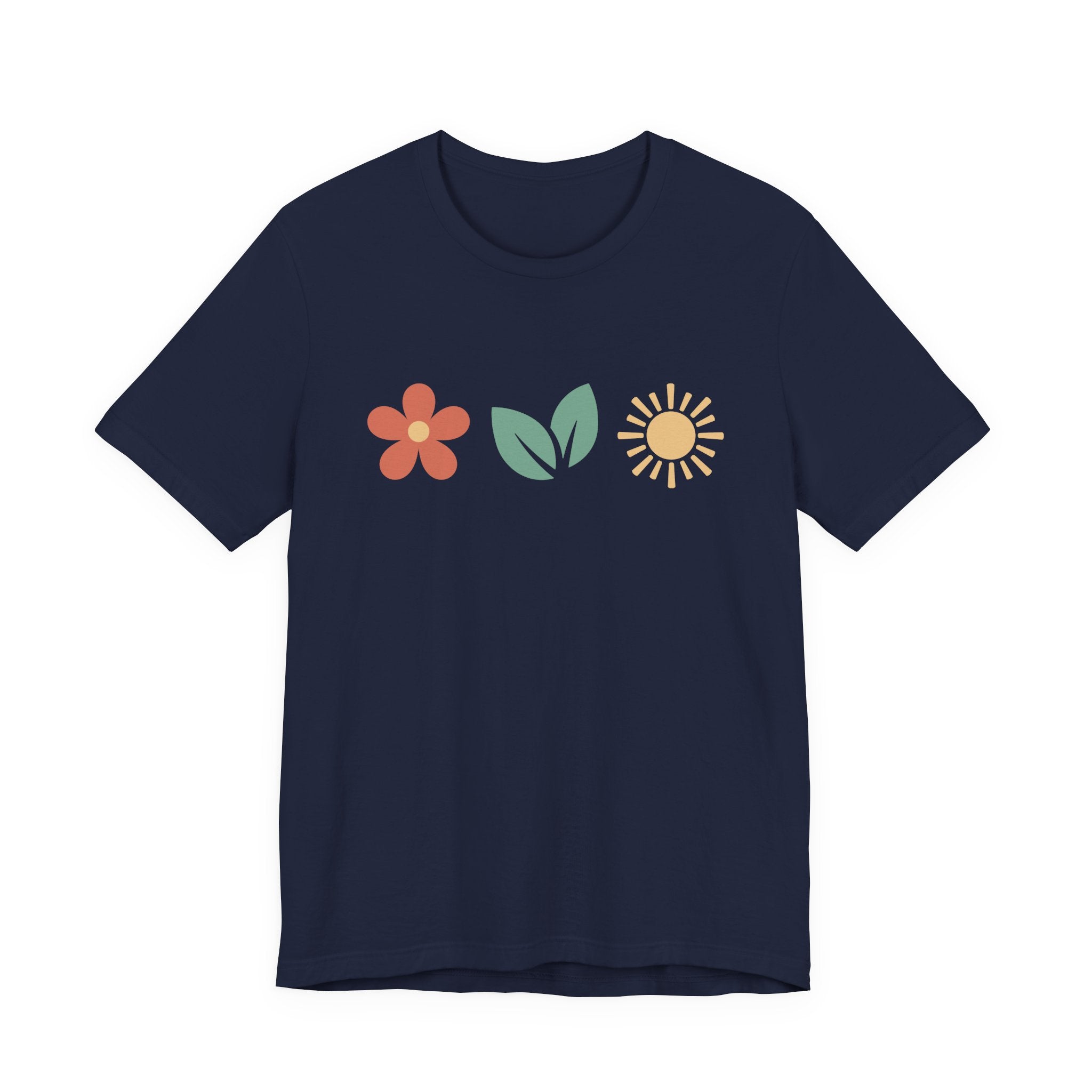 Floral Sun Leaf Icons T-Shirt | Minimal Botanical Tee