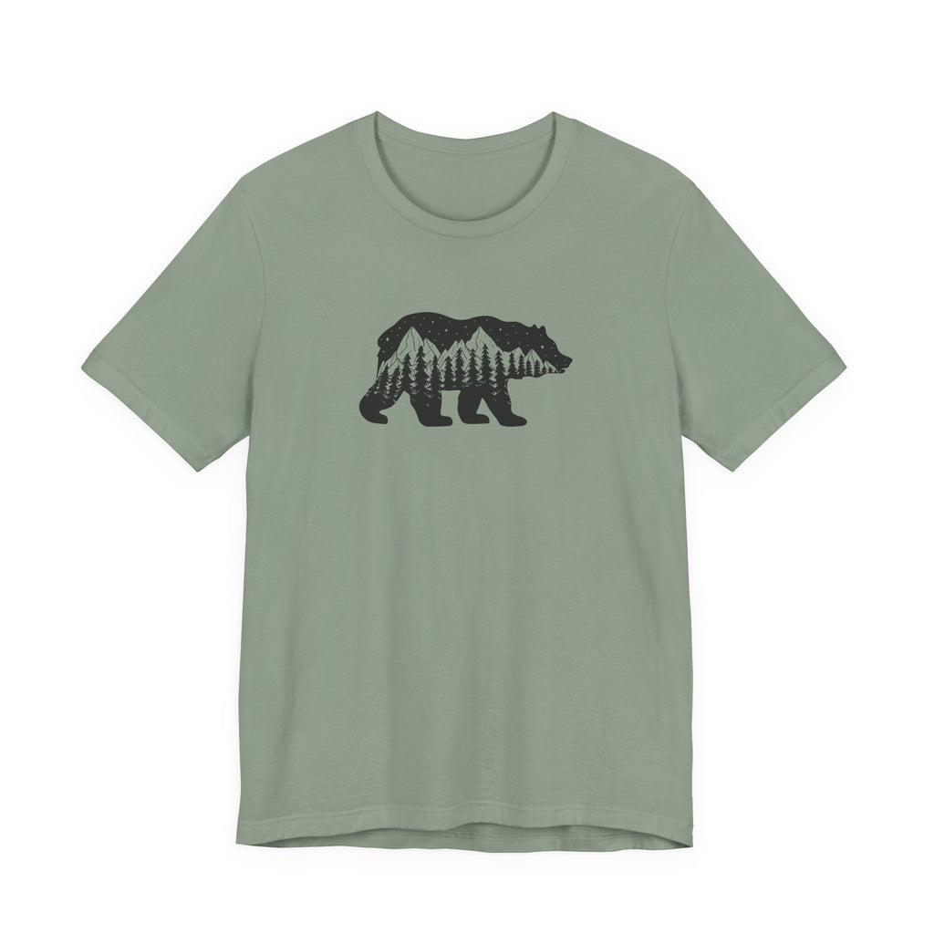 Night Sky Bear Tee | Mountain Forest Silhouette Shirt