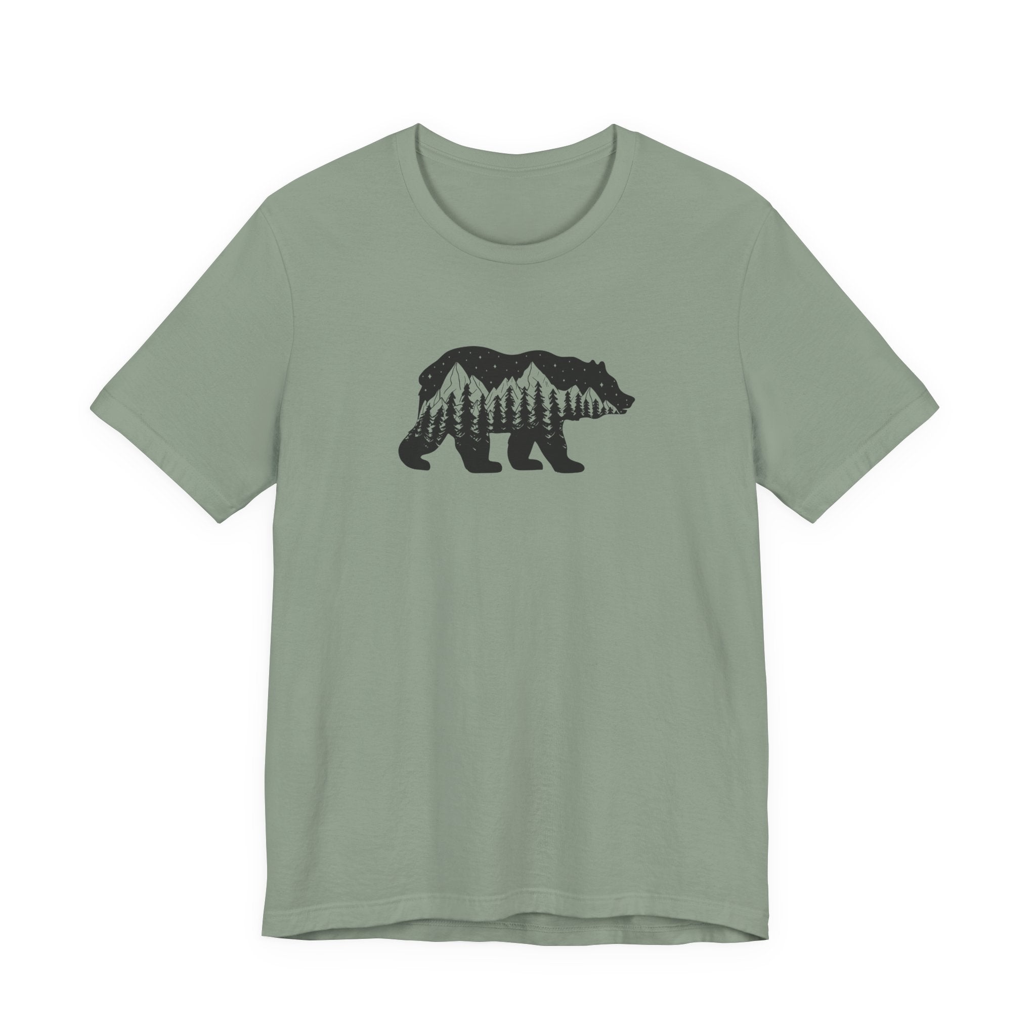 Night Sky Bear Tee | Mountain Forest Silhouette Shirt