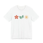 Floral Sun Leaf Icons T-Shirt | Minimal Botanical Tee