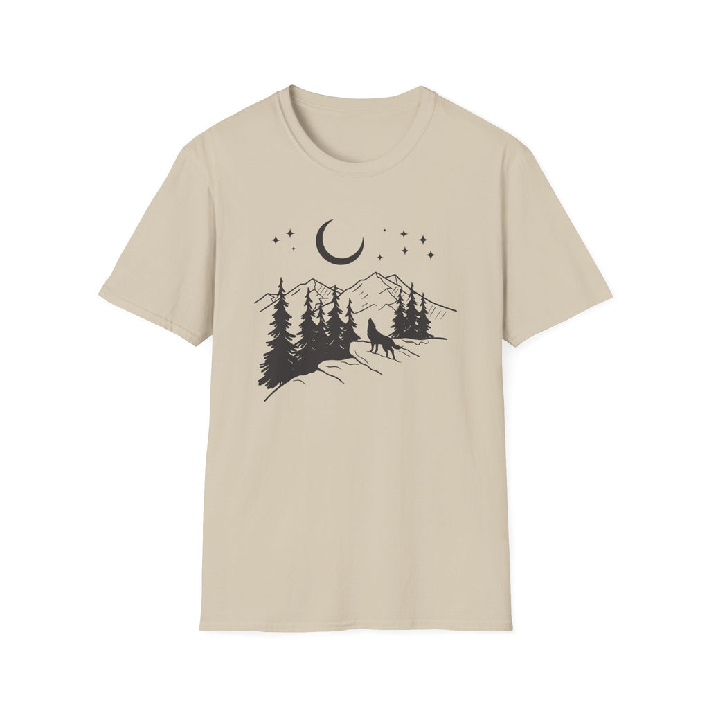 Midnight Wolf Calls to the Moon Graphic T-Shirt