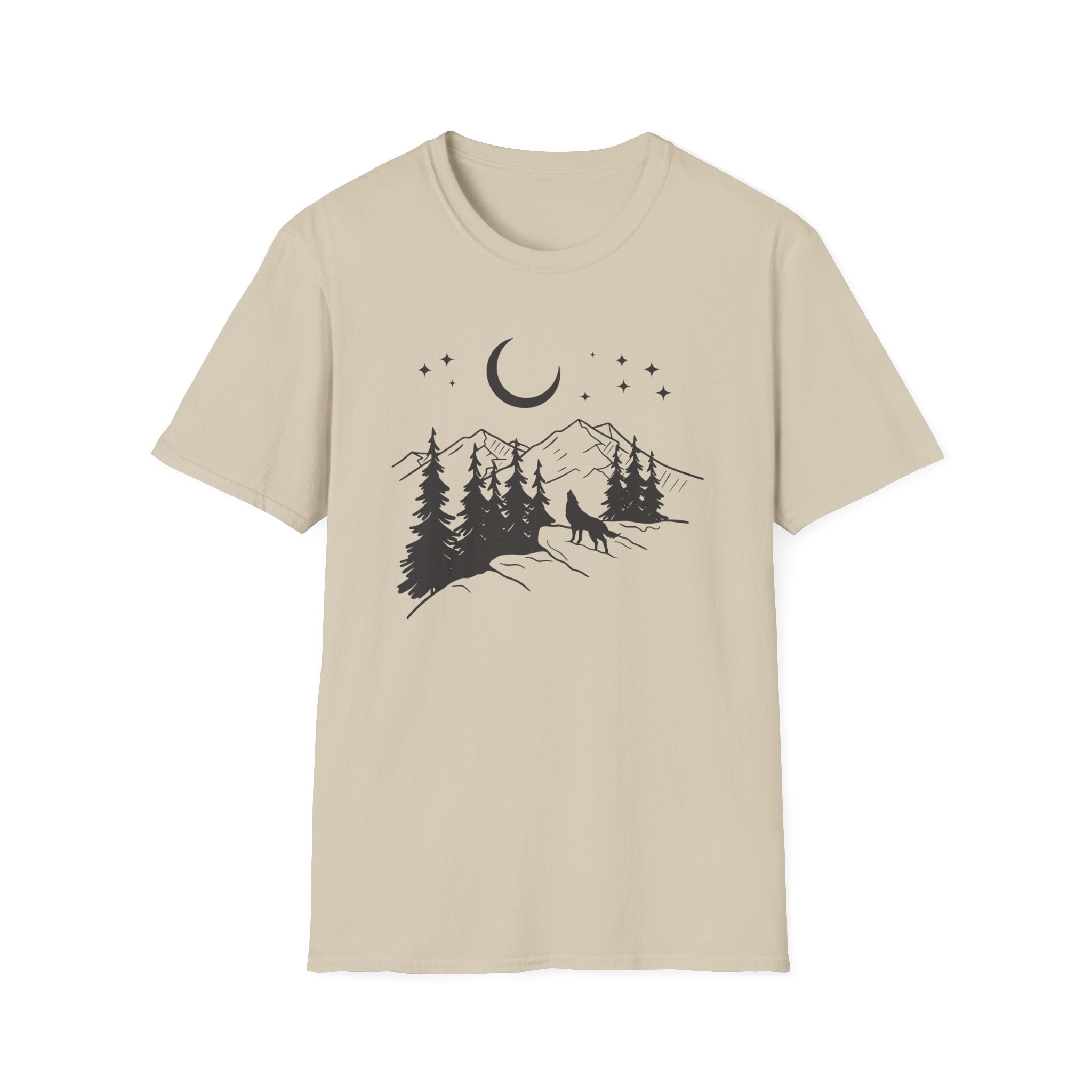 Midnight Wolf Calls to the Moon Graphic T-Shirt