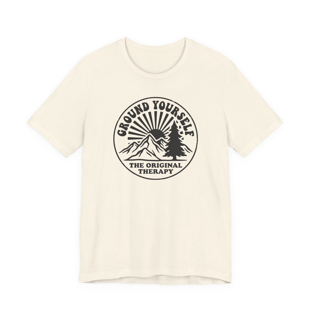 Ground Yourself mountain badge tee | The Original Therapy t-shirt
