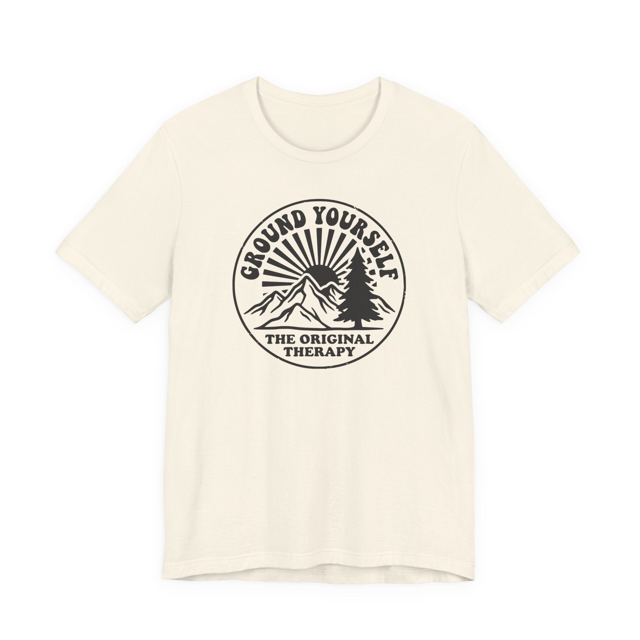 Ground Yourself mountain badge tee | The Original Therapy t-shirt