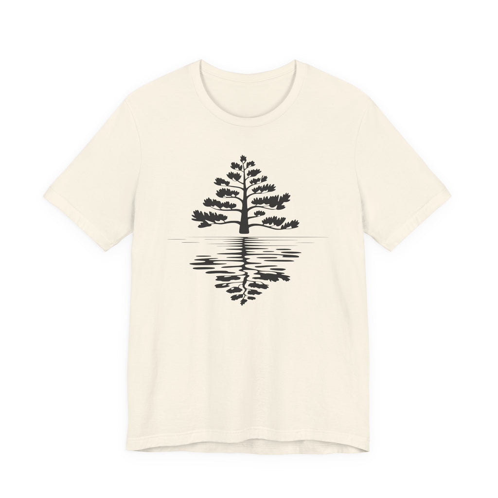 Pine Tree Reflection Tee | Minimal Nature Graphic T-Shirt