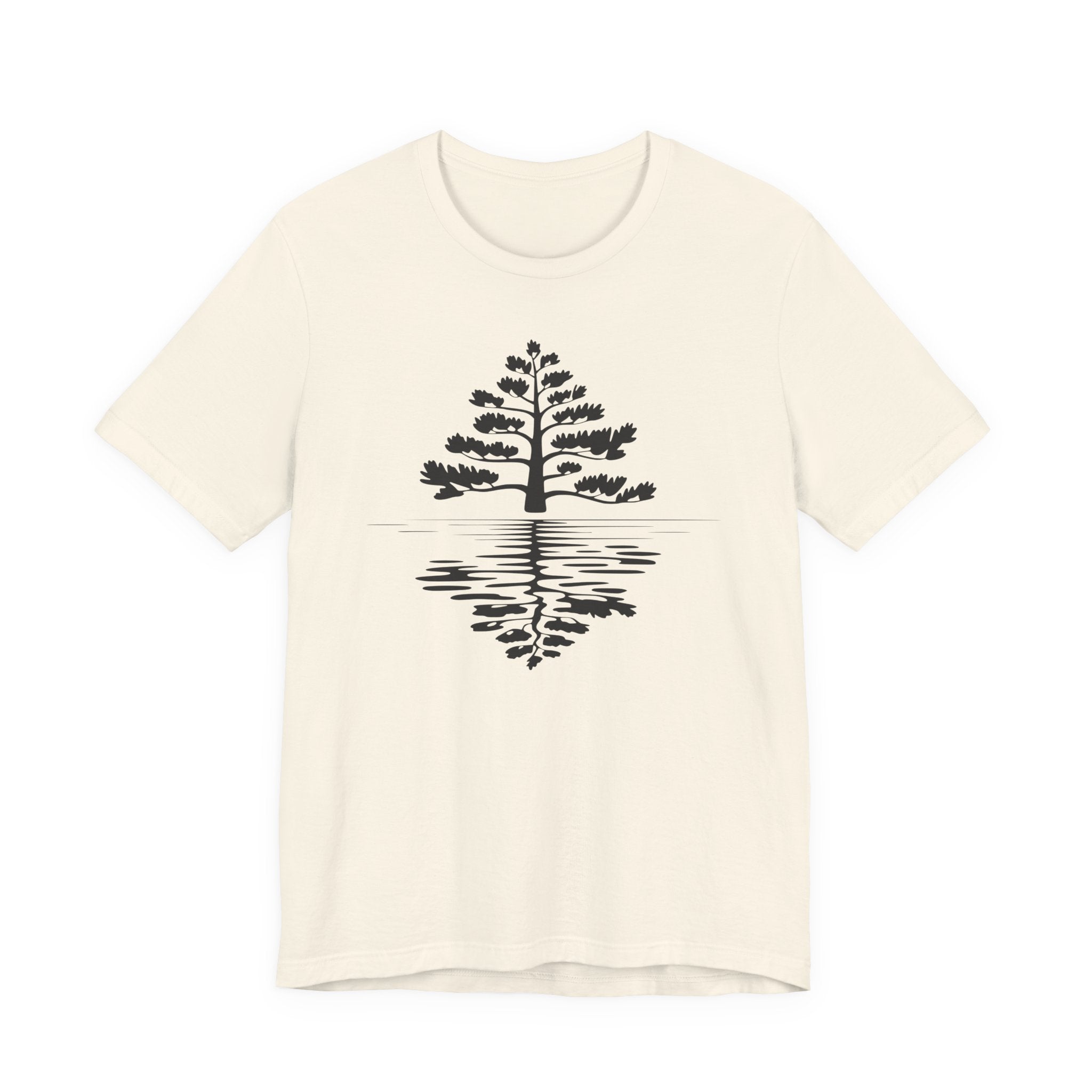 Pine Tree Reflection Tee | Minimal Nature Graphic T-Shirt