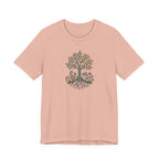 Tree and Roots T-Shirt with Mushroom Fern and Flowers | Woodland Folk Art Shirt