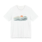 Minimal Sunrise Mountain Illustration Tee | Retro Nature Landscape Shirt