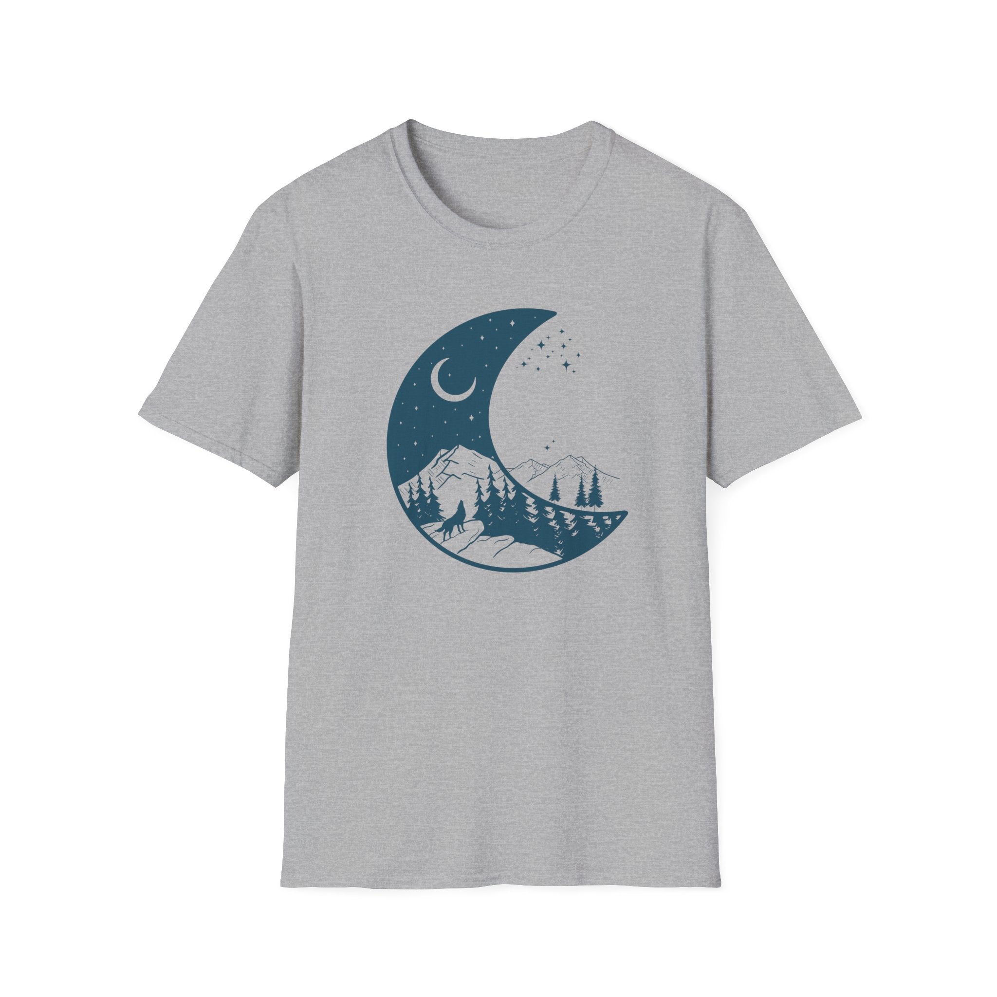 Crescent Moon Howling Wolf Graphic T-Shirt