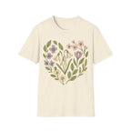 Spring Botanical Flowers Heart Graphic T-Shirt