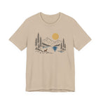 Nature Mountain Lake Tee | Scenic Deer & Pine Tree Graphic T-Shirt