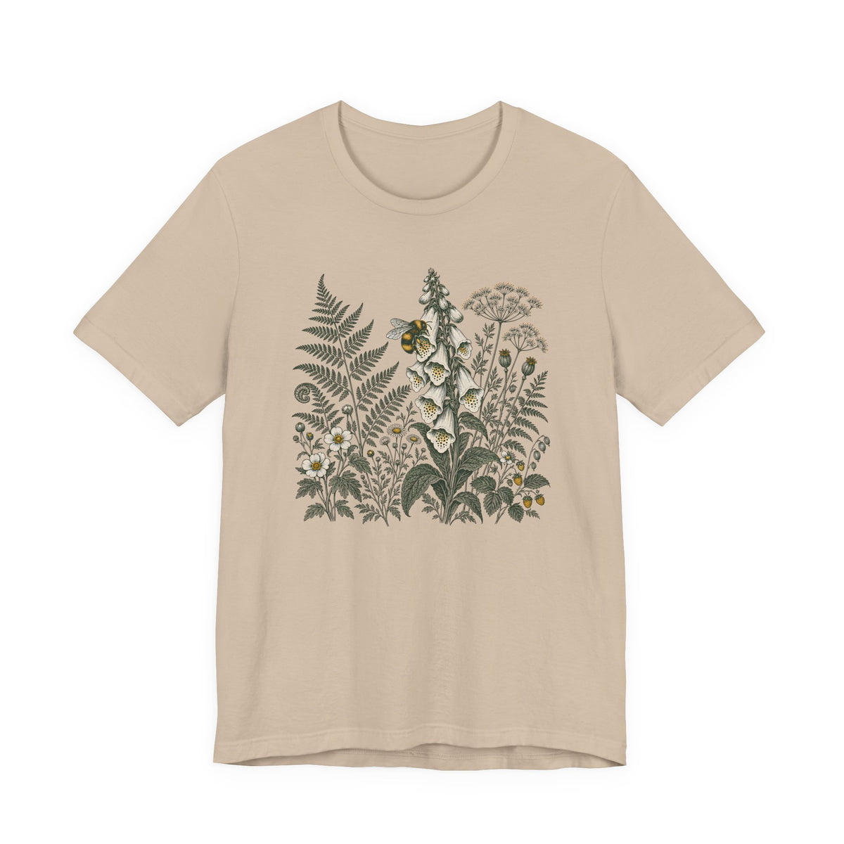 Botanical Fern & Foxglove Tee | Vintage Wildflower Nature T-Shirt