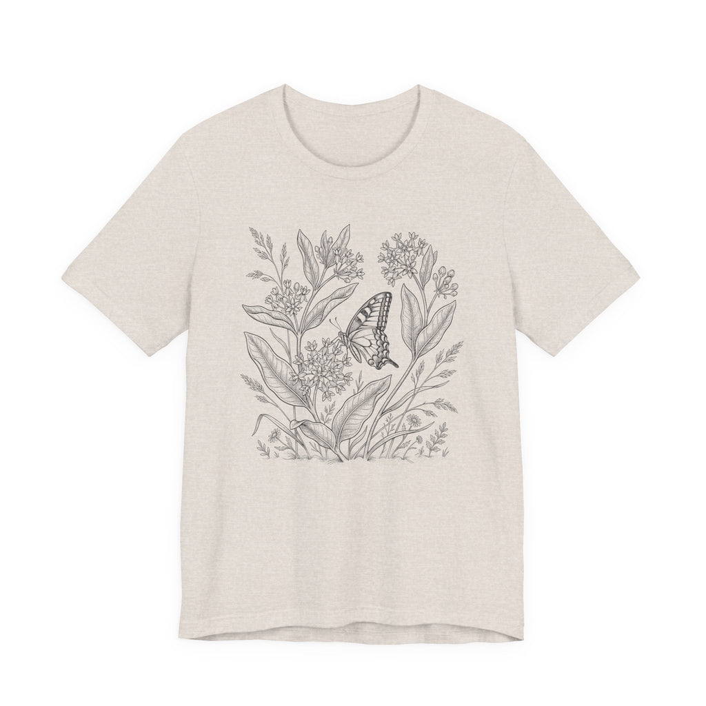 Botanical Monarch & Milkweed Tee | Meadow Butterfly T-Shirt