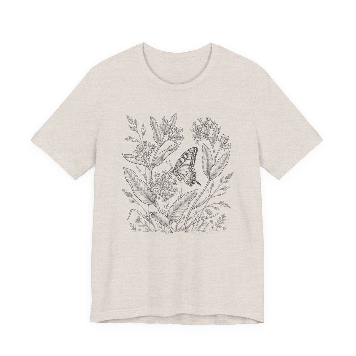 Botanical Monarch & Milkweed Tee | Meadow Butterfly T-Shirt