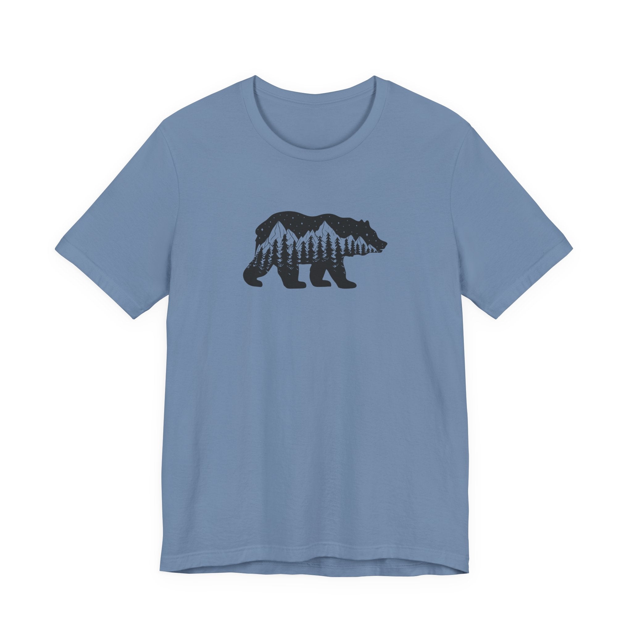 Night Sky Bear Tee | Mountain Forest Silhouette Shirt