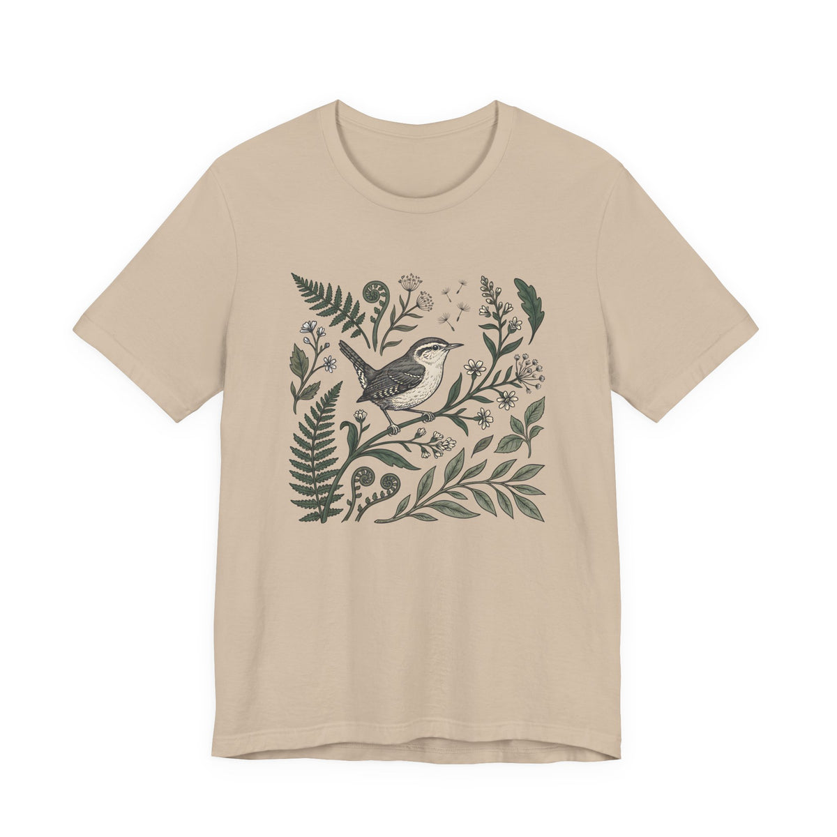 Wren & Fern Graphic Tee | Botanical Bird T-Shirt