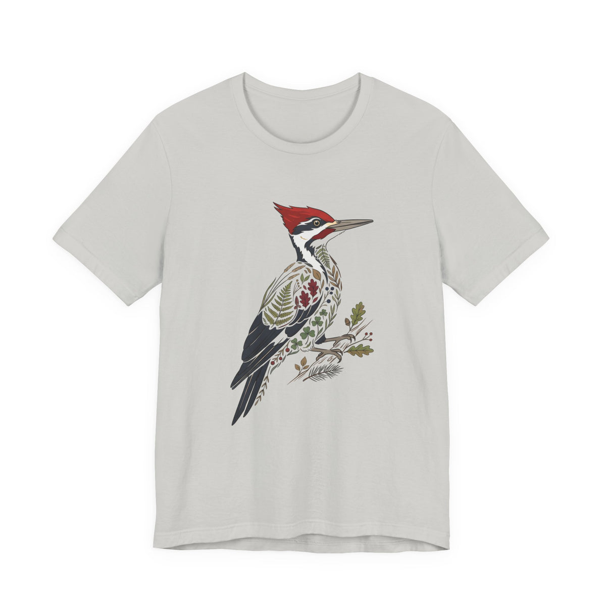 Woodpecker Illustration Tee | Botanical Wildlife Bird T-Shirt