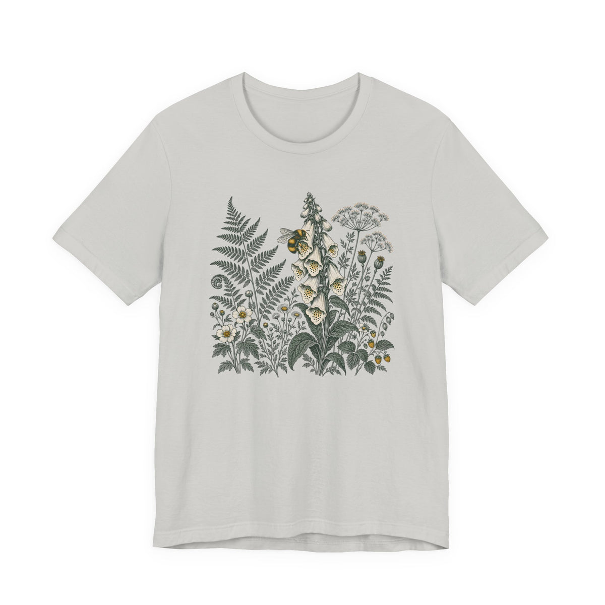 Botanical Fern & Foxglove Tee | Vintage Wildflower Nature T-Shirt