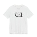 Mountain Bear Scene Tee | Minimal Forest Mountains and Bear Silhouette