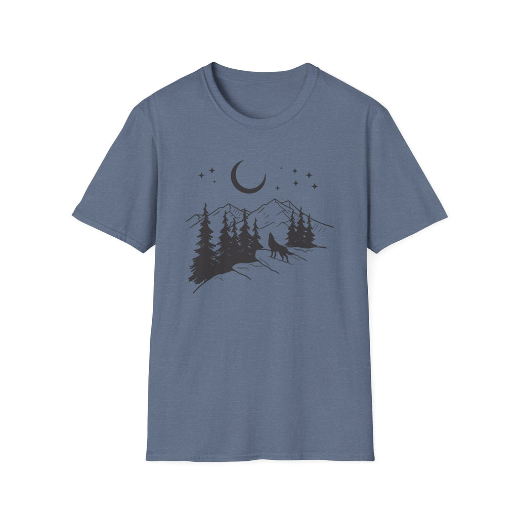 Midnight Wolf Calls to the Moon Graphic T-Shirt