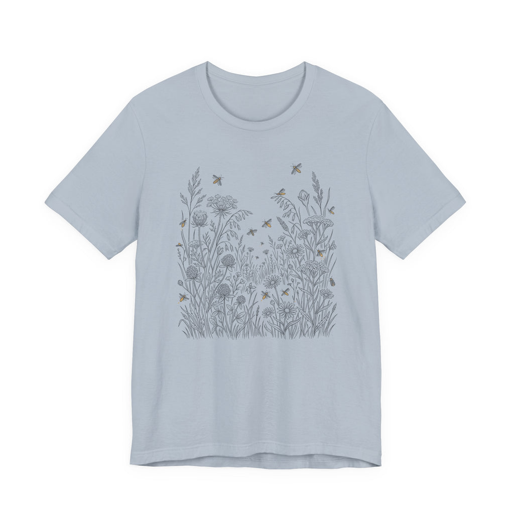 Wildflowers & Fireflies Graphic T-Shirt | Botanical Nature Tee