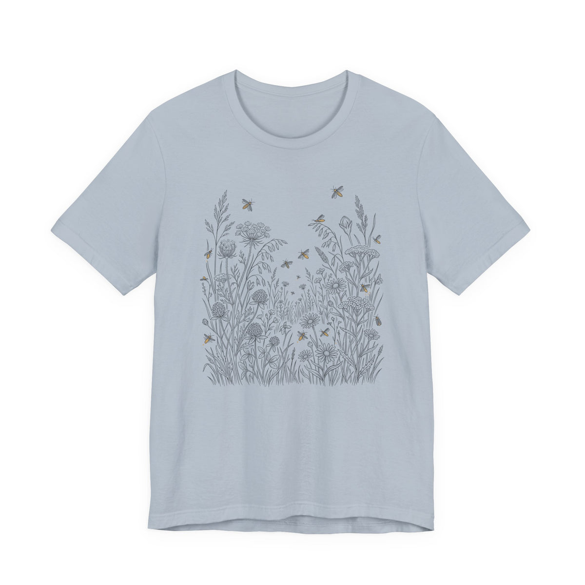 Wildflowers & Fireflies Graphic T-Shirt | Botanical Nature Tee