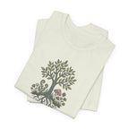 Tree and Roots T-Shirt with Mushroom Fern and Flowers | Woodland Folk Art Shirt