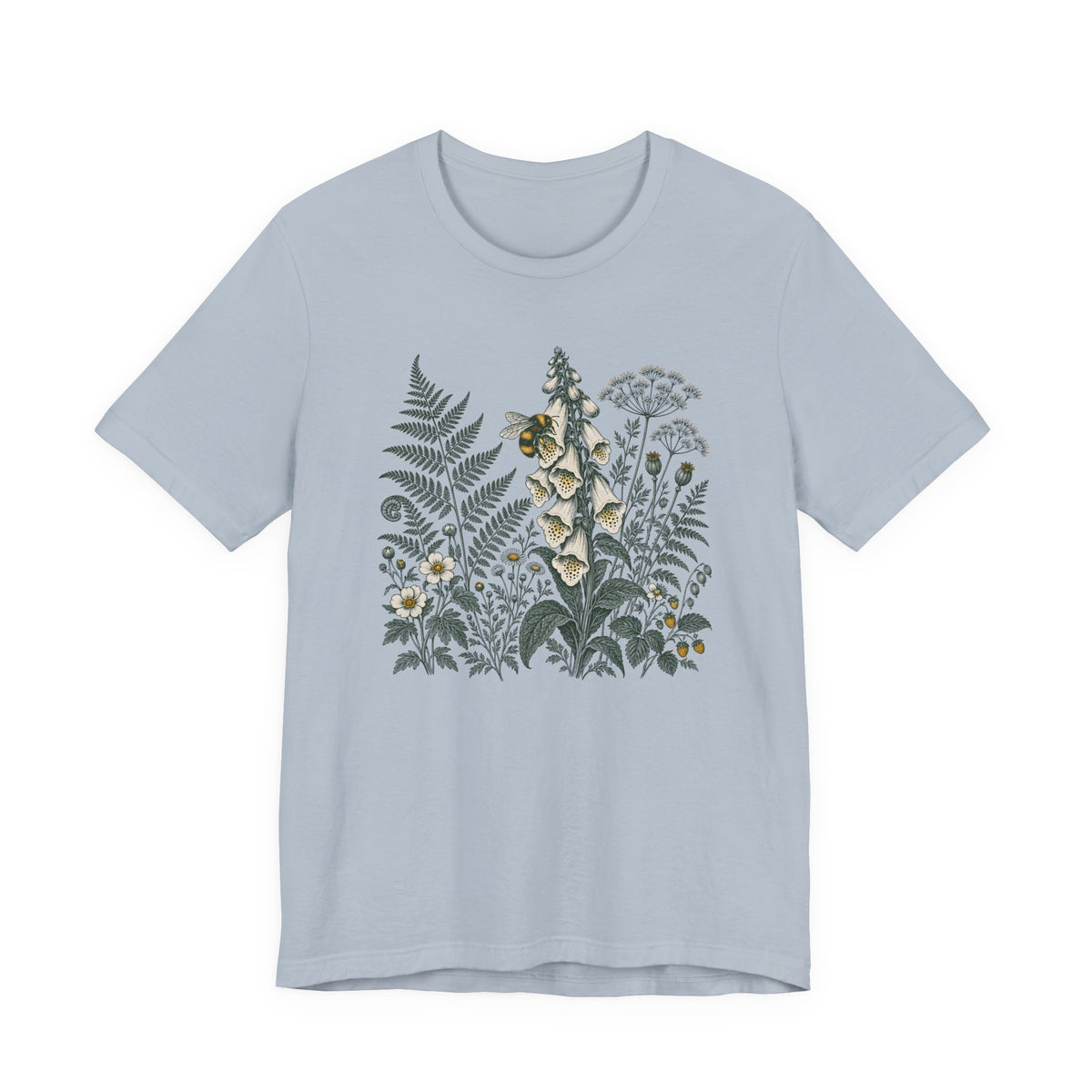 Botanical Fern & Foxglove Tee | Vintage Wildflower Nature T-Shirt