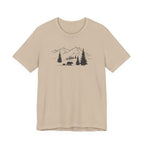 Mountain Bear Scene Tee | Minimal Forest Mountains and Bear Silhouette