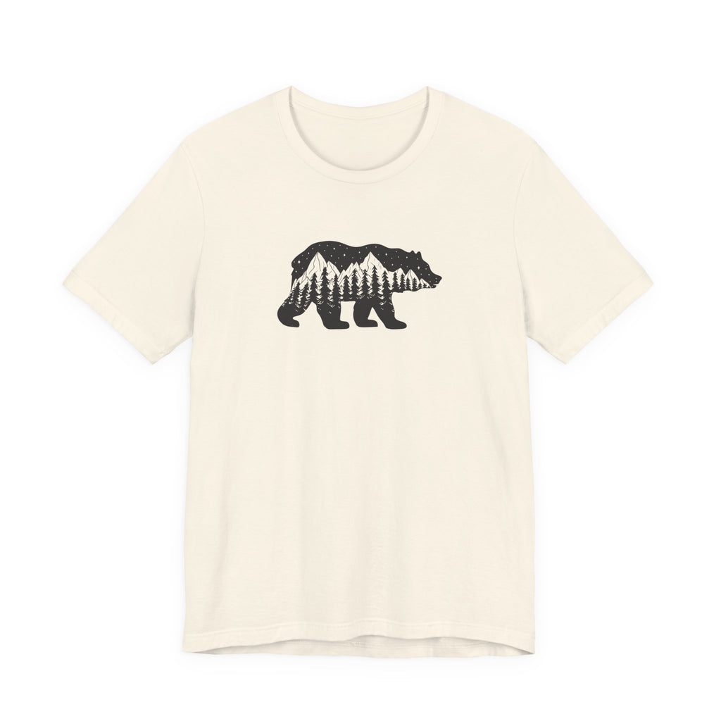 Night Sky Bear Tee | Mountain Forest Silhouette Shirt