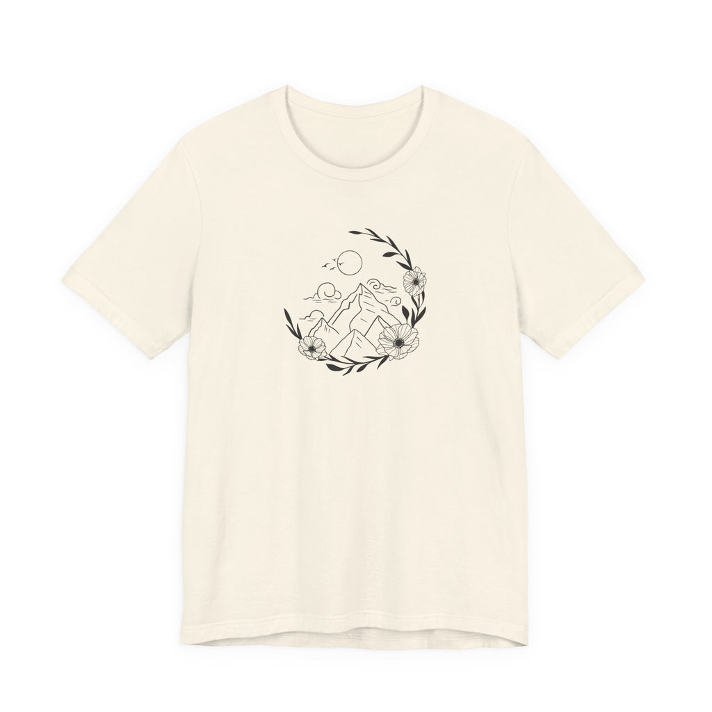 Mountain Wreath Tee | Botanical Landscape Shirt
