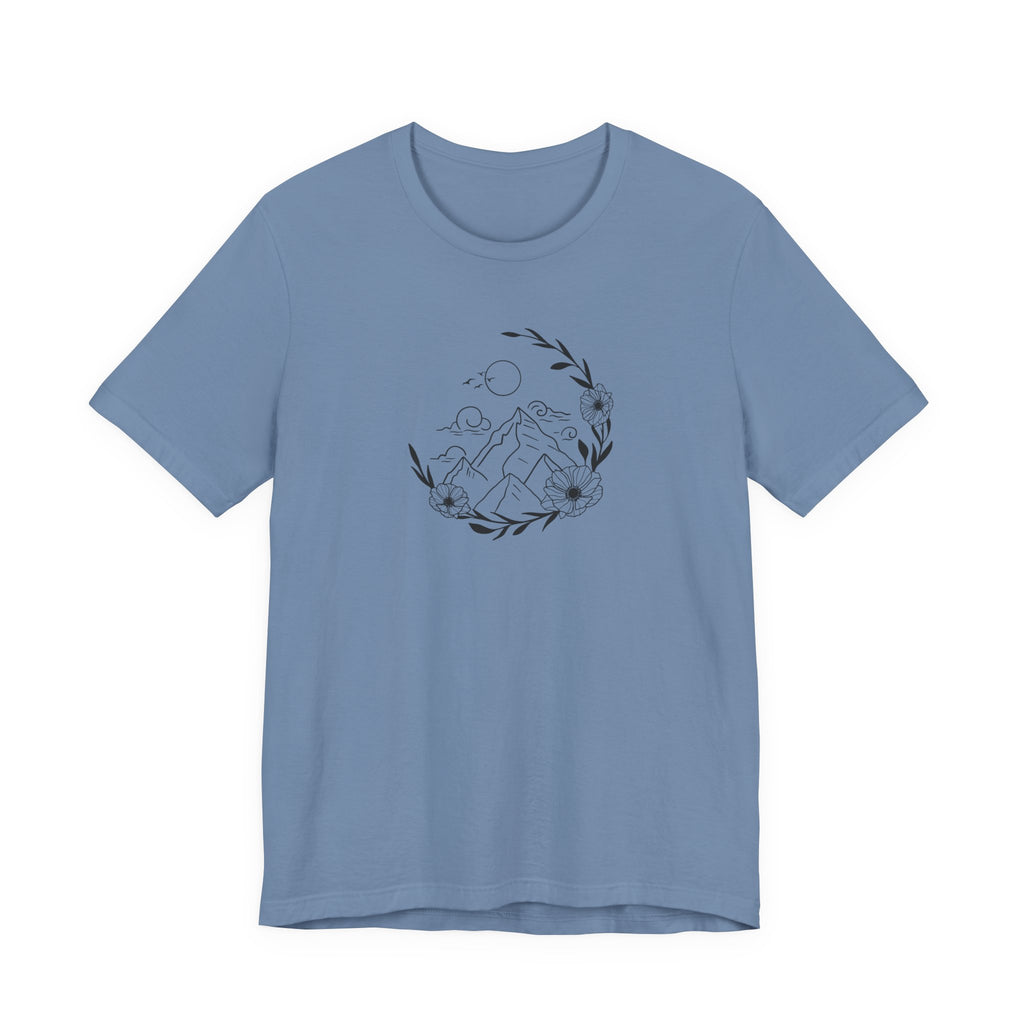 Mountain Wreath Tee | Botanical Landscape Shirt