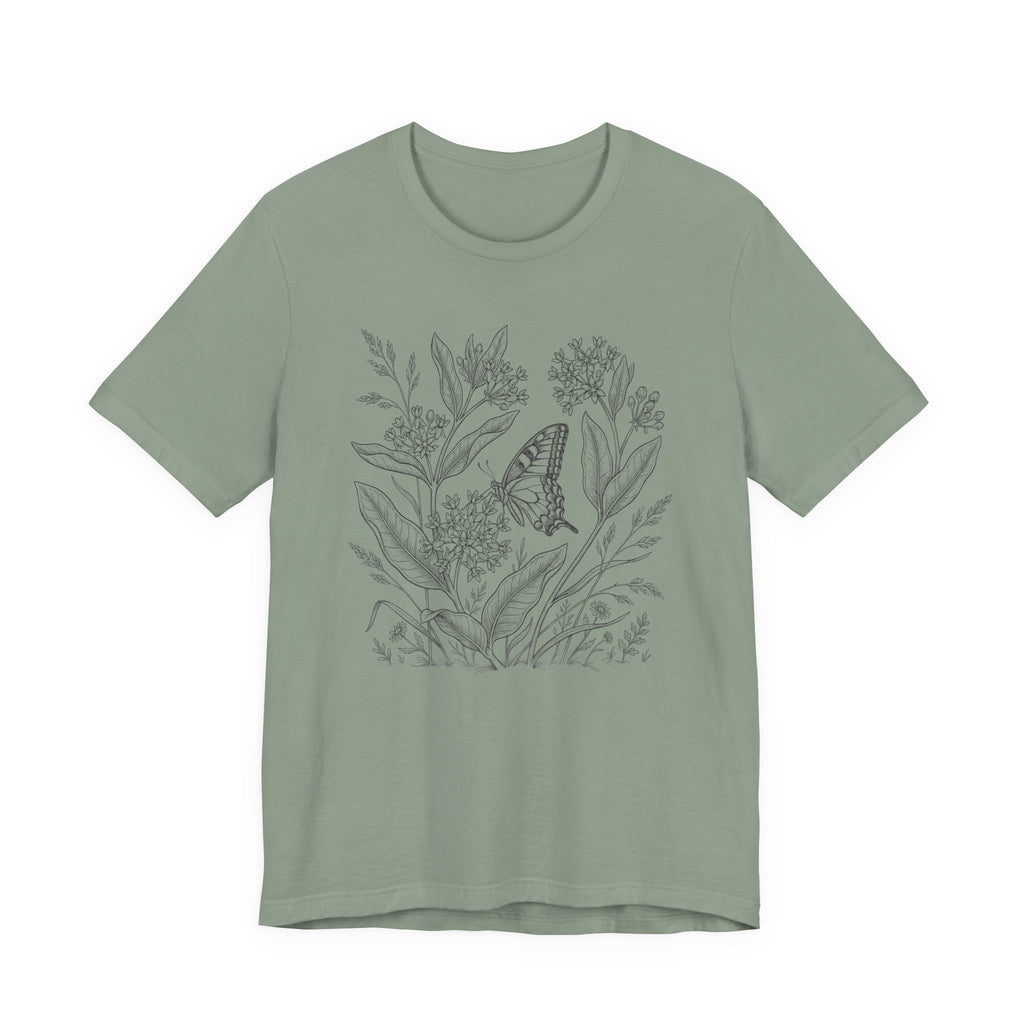 Botanical Monarch & Milkweed Tee | Meadow Butterfly T-Shirt