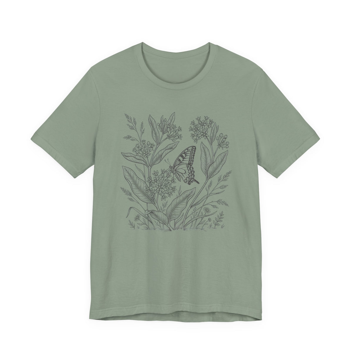 Botanical Monarch & Milkweed Tee | Meadow Butterfly T-Shirt